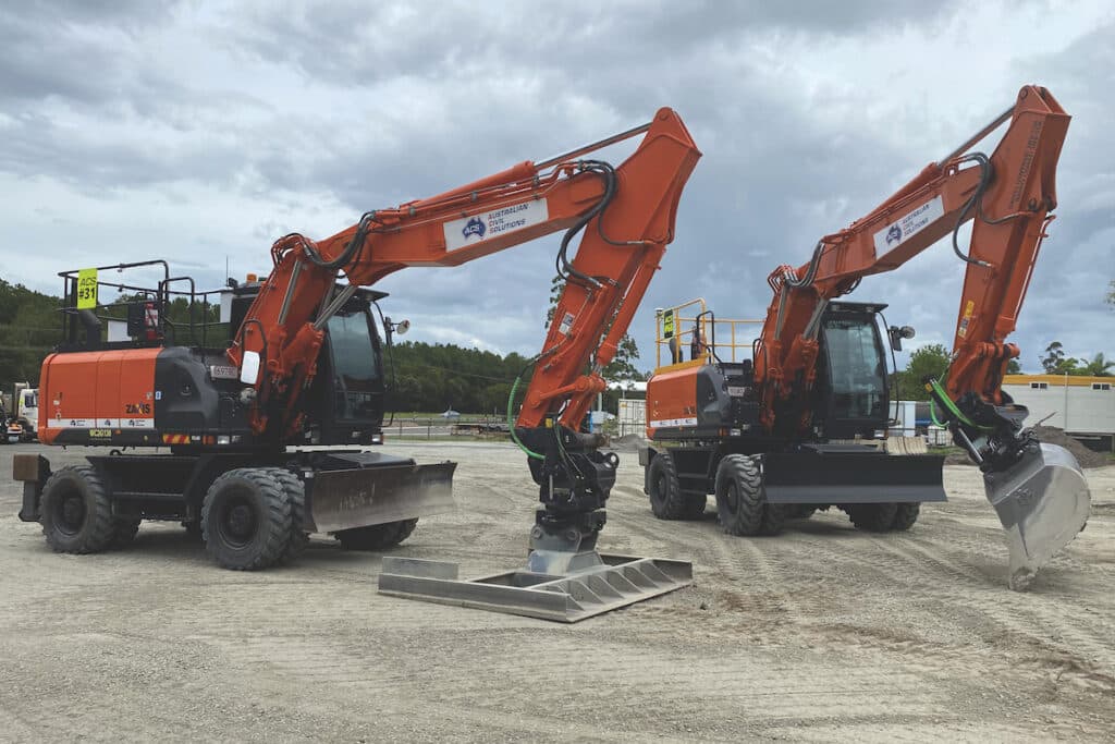 Two wheeled excavators equipped with Steelwrist tiltrotators